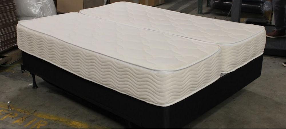 split queen latex mattress in the factory