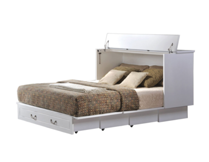 white cabinet bed