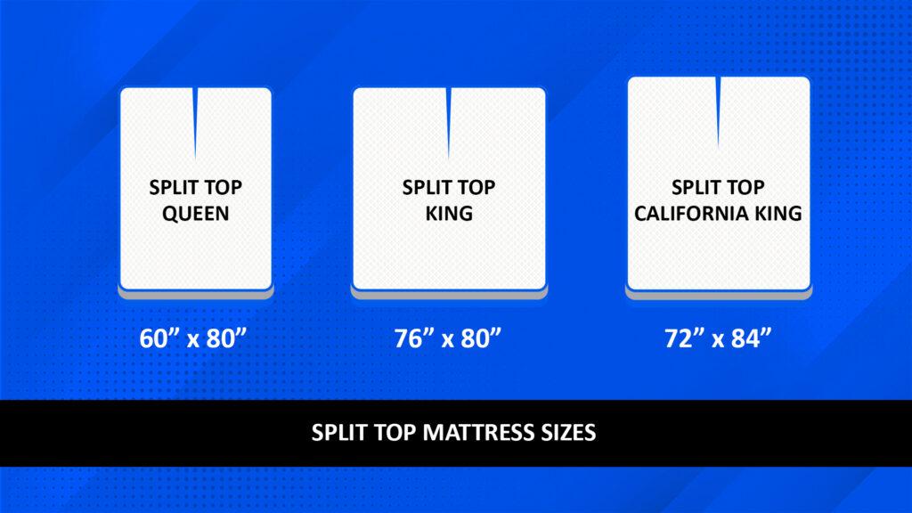 split top mattess sizes